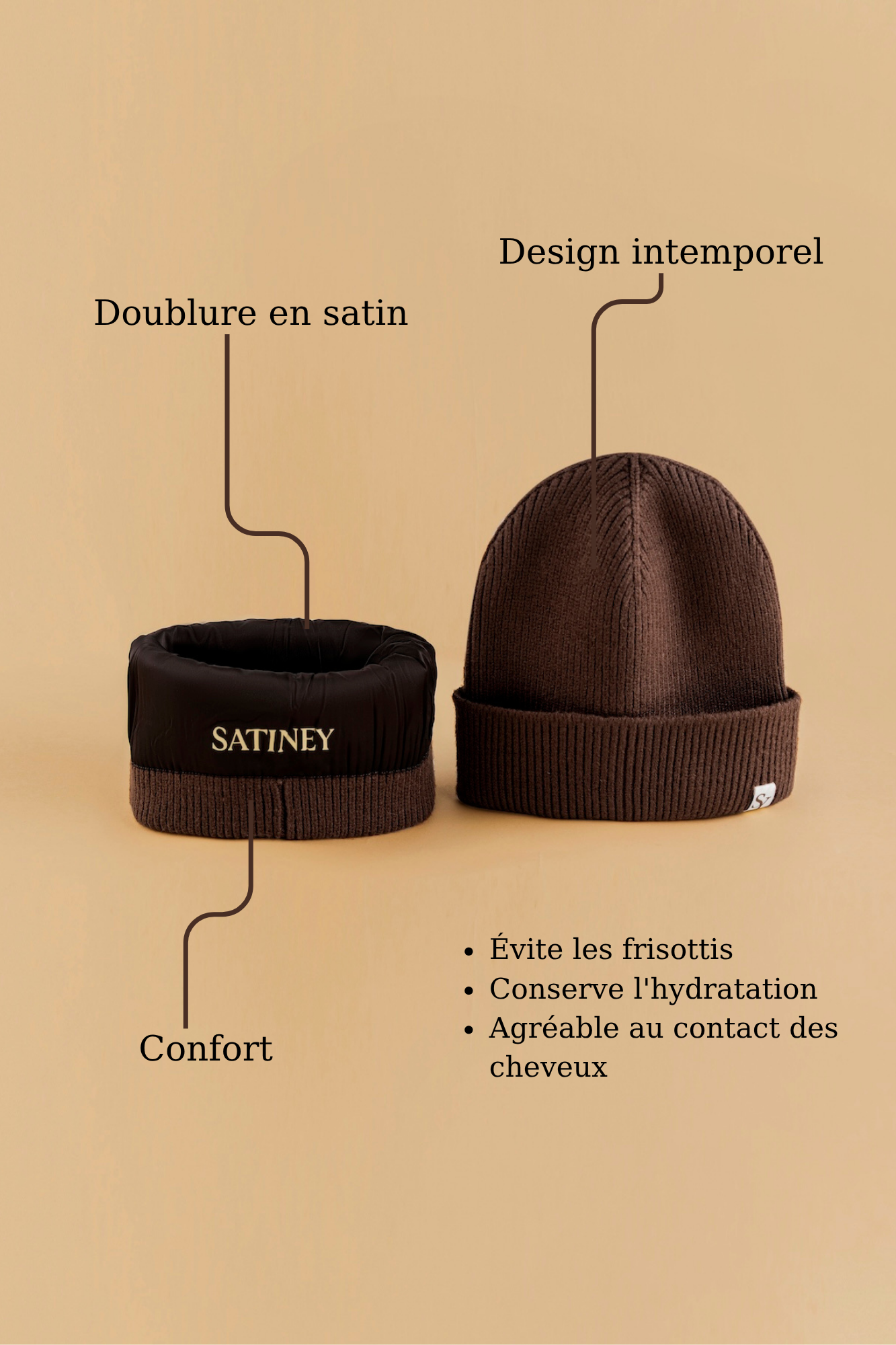 Bonnet avec intérieur en satin